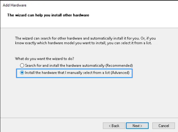 Cách tạo card loopback trên Windows 35 Sau đó hộp thoại cài sẽ hiện ra ban chọn next