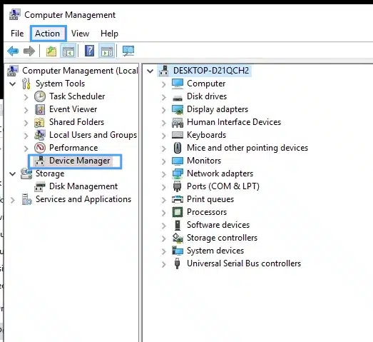Cách tạo card loopback trên Windows 41 Chọn vào tab Action