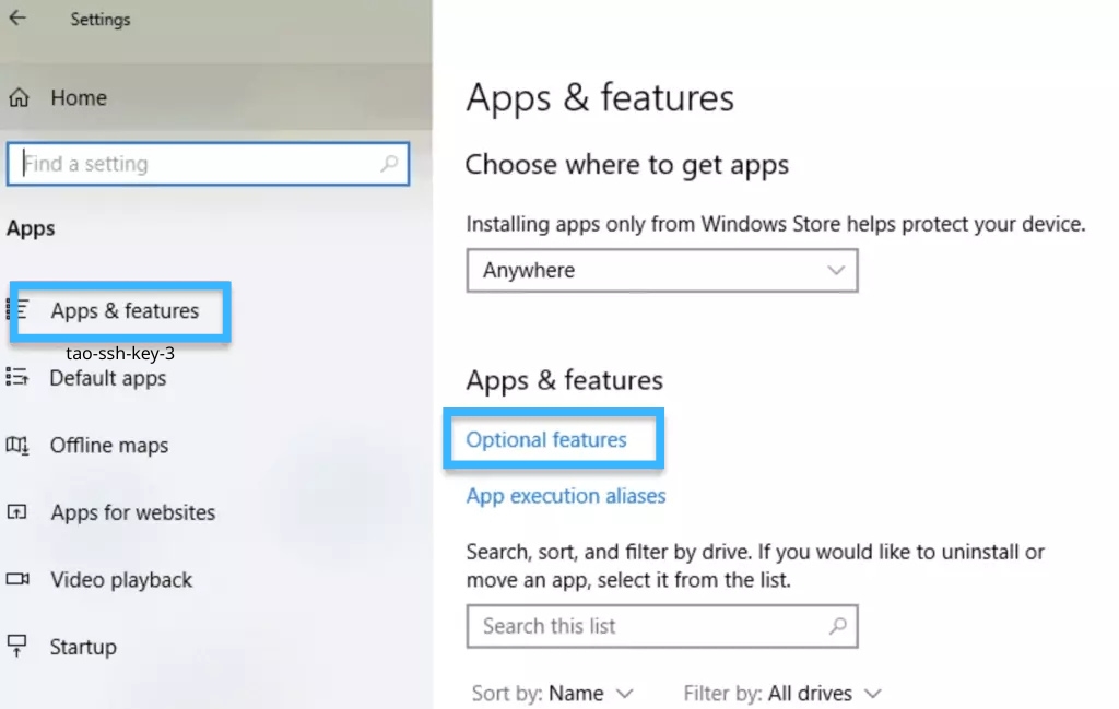 Bạn click vào Optional Features
