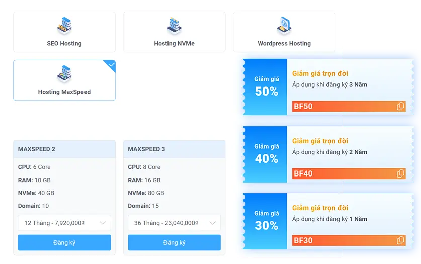 Chọn sản phẩm và mã giảm giá