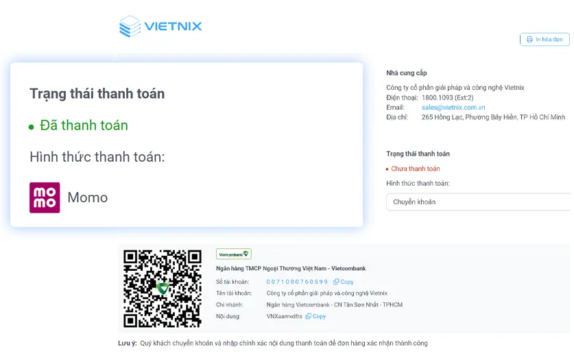 Tiến hành thanh toán