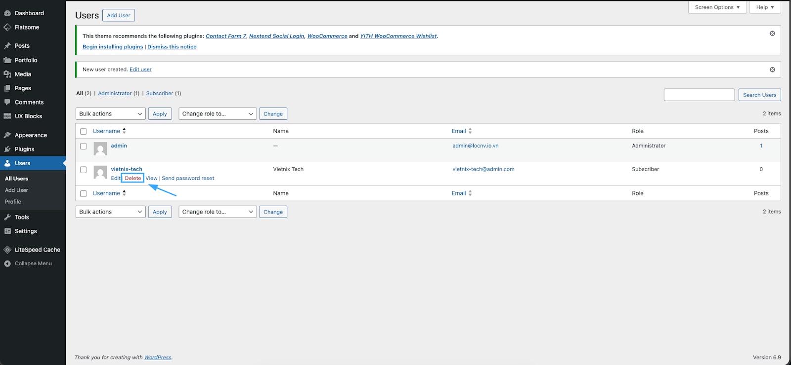 bạn nhấn vào chữ Delete màu đỏ