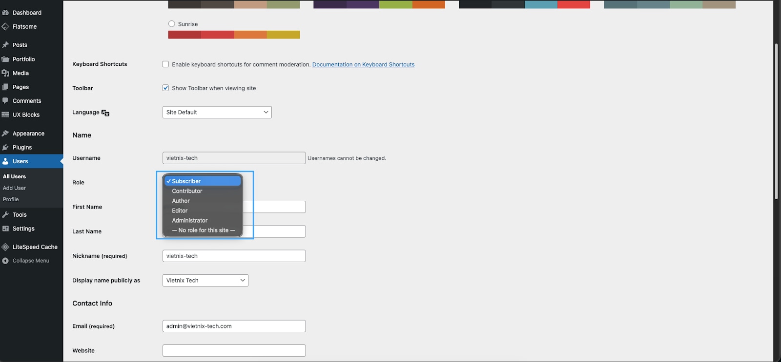 Bạn đổi vai trò hiện tại thành Subscriber