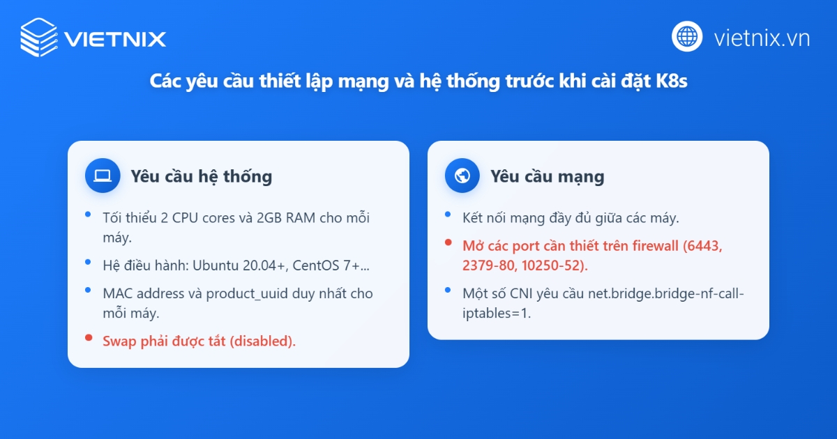Chuẩn bị hạ tầng trước khi cài đặt