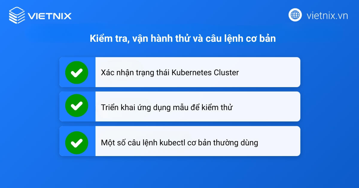 Kiểm tra, vận hành thử và câu lệnh cơ bản