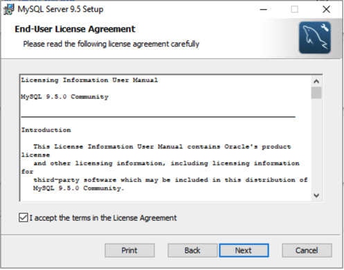 Hướng dẫn cài đặt MySQL trên Windows Server chi tiết, nhanh chóng 31 Đánh dấu vào ô chấp nhận và nhấp Next để tiếp tục