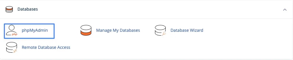Đầu tiên, bạn tìm và mở công cụ phpMyAdmin.