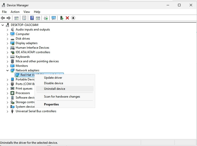 Lỗi DNS_PROBE_STARTED là gì? Nguyên nhân và cách khắc phục chi tiết 26 Bạn hãy nhấn chuột phải vào driver mạng đang dùng, chọn Uninstall Device