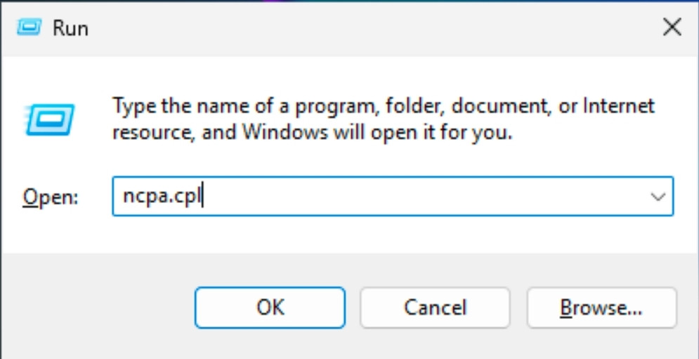 DNS Unlocker là gì? 5 Cách gỡ bỏ DNS Unlocker ra khỏi hệ thống chi tiết 32 Đầu tiên, bạn nhấn Windows + R, nhập ncpa.cpl để vào Network Connections