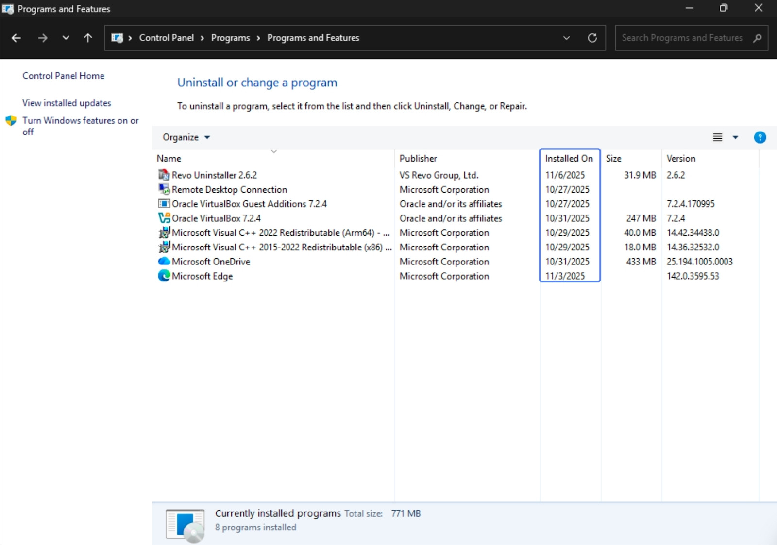 DNS Unlocker là gì? 5 Cách gỡ bỏ DNS Unlocker ra khỏi hệ thống chi tiết 25 Bạn hãy sắp xếp danh sách chương trình theo ngày cài đặt (Installed On) để dễ nhận biết phần mềm lạ
