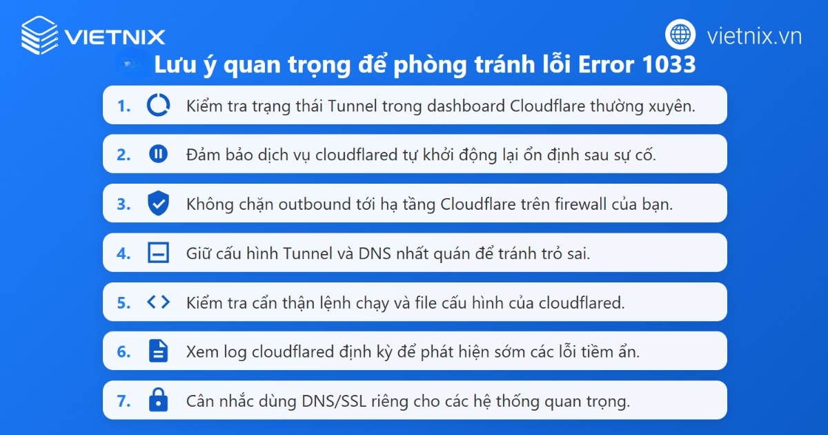 Lưu ý khi thiết lập Cloudflare Tunnel để tránh Error 1033