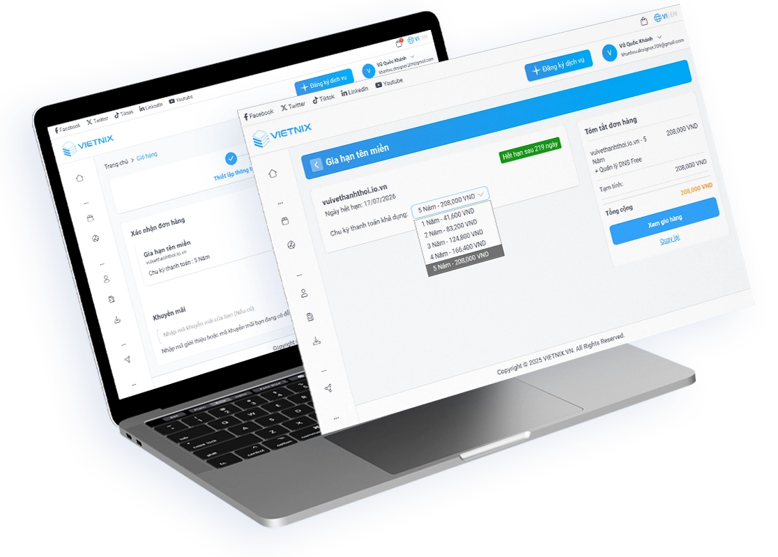 Gia hạn tên miền tại Vietnix dễ dàng và nhanh chóng