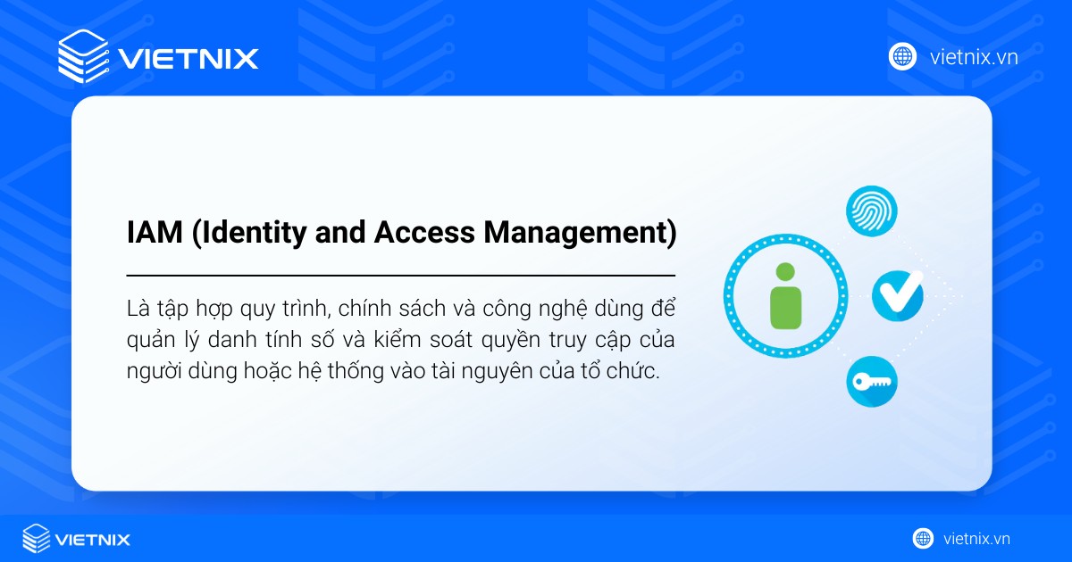 IAM là tập hợp quy trình, chính sách và công nghệ dùng để kiểm soát quyền truy cập của người dùng