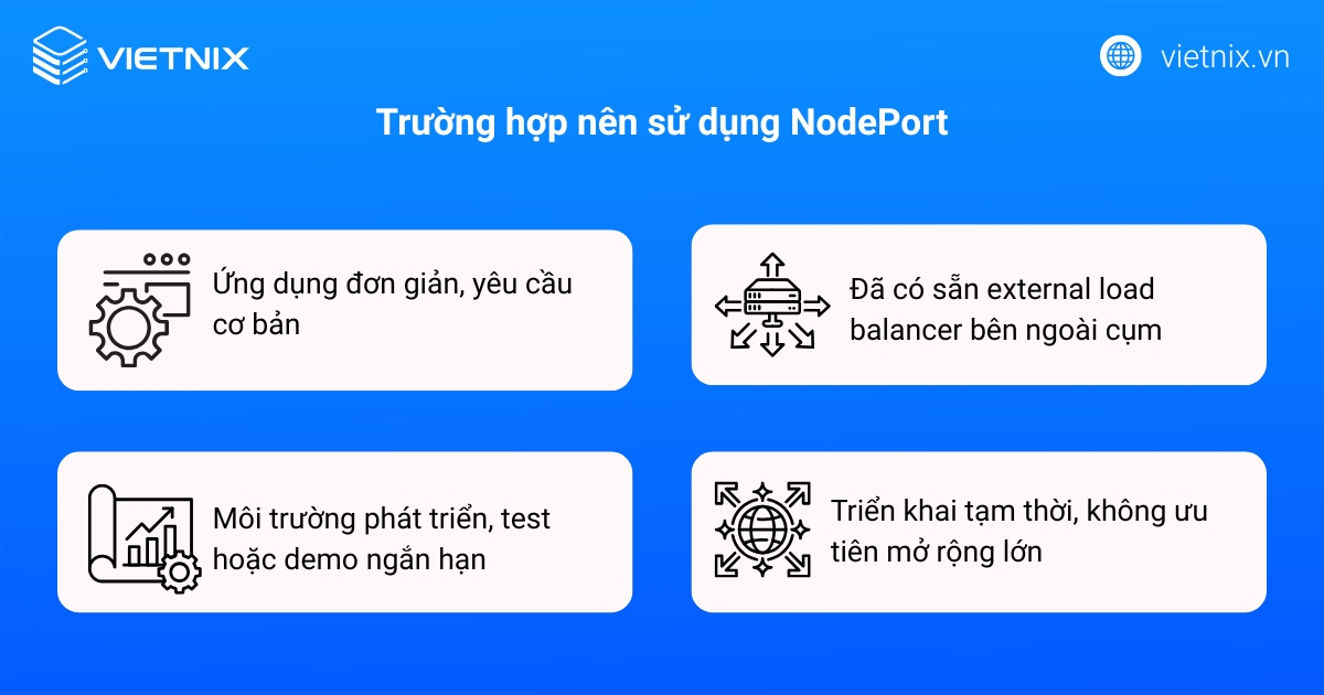 Trường hợp nên sử dụng NodePort