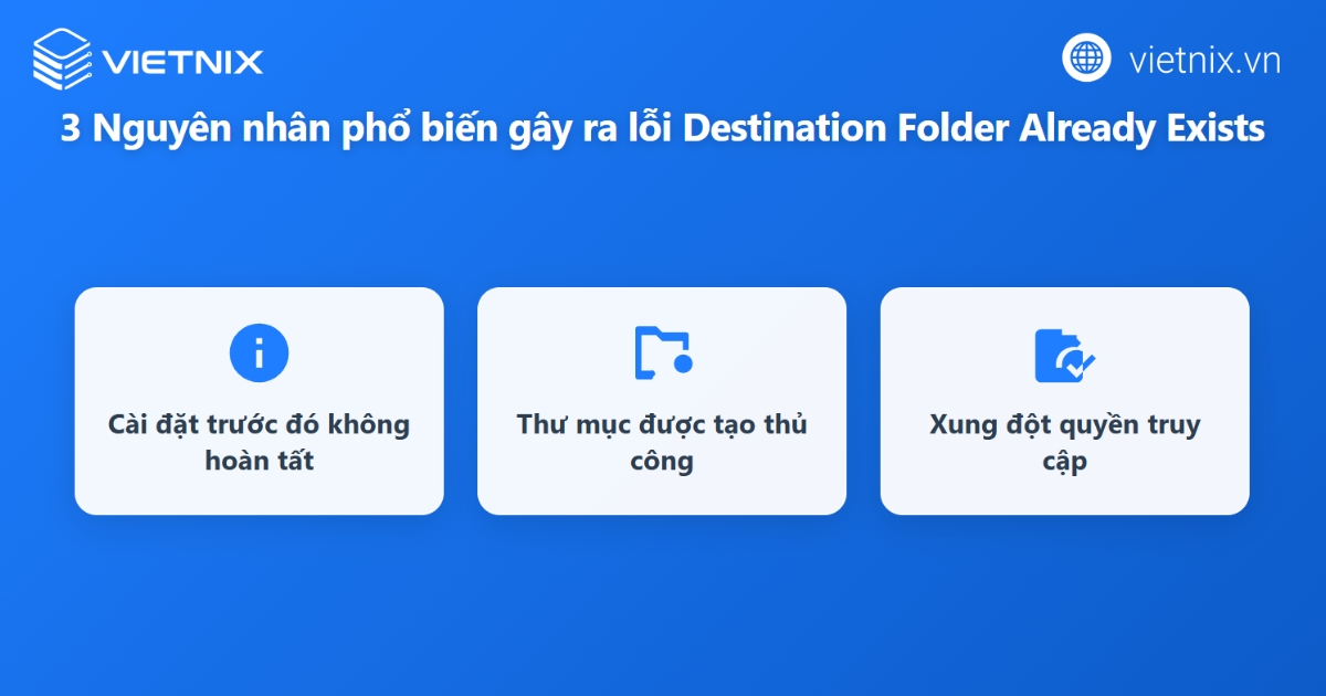 Nguyên nhân gây ra lỗi Installation failed: destination folder already exists