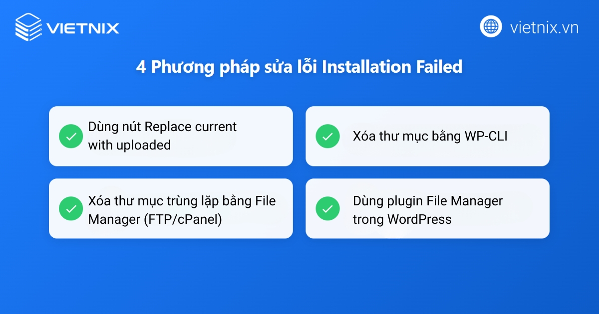 Các cách sửa lỗi Installation failed: destination folder already exists