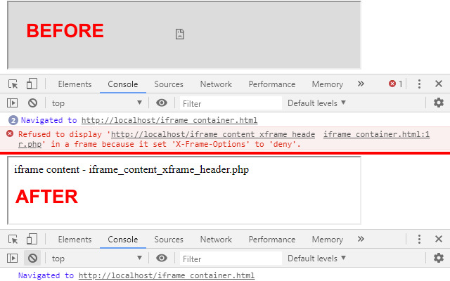 Sửa lỗi Load denied by X-Frame-Options