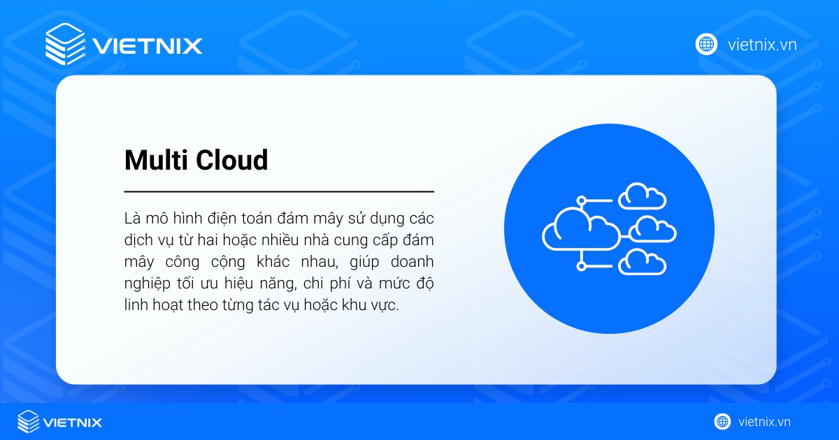 Multi Cloud vs Hybrid Cloud: Giải pháp nào tối ưu hơn cho doanh nghiệp? 28 Multi Cloud là mô hình điện toán đám mây sử dụng các dịch vụ từ hai hoặc nhiều nhà cung cấp đám mây công cộng