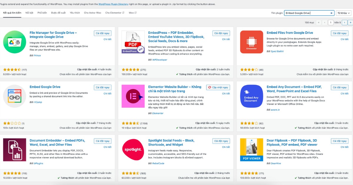 Cài đặt và kích hoạt plugin nhúng Google Drive