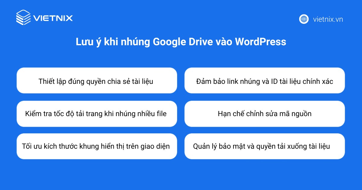 Lưu ý khi nhúng Google Drive vào WordPress