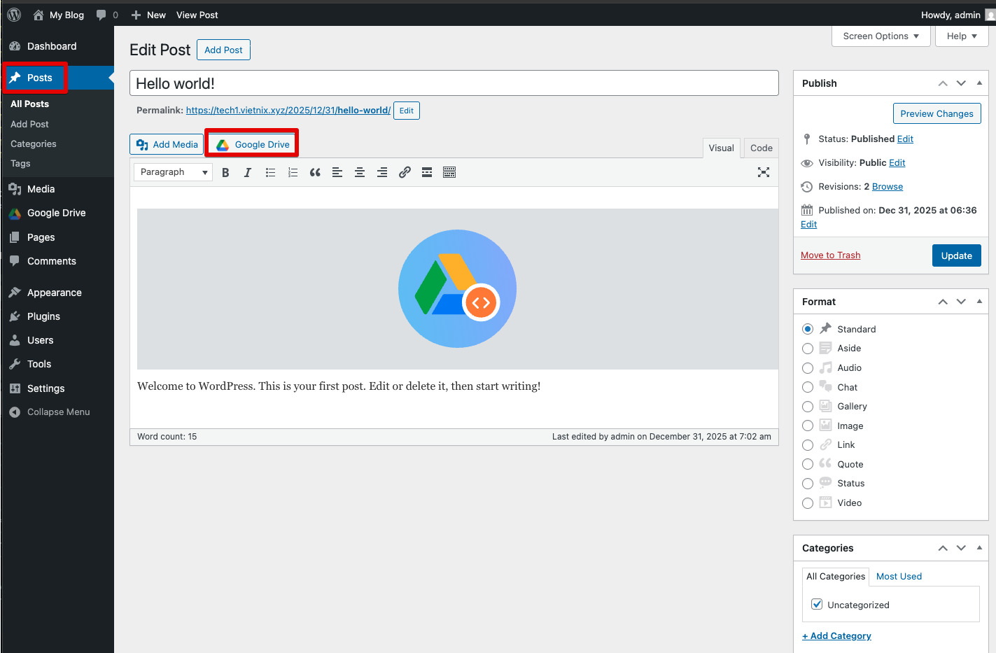 Chèn link Google Drive vào bài viết hoặc trang
