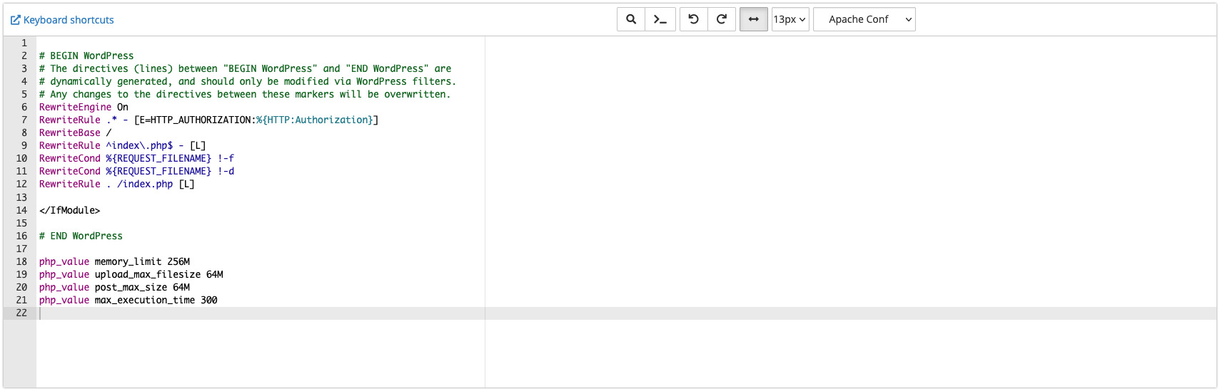 Sửa file .htaccess