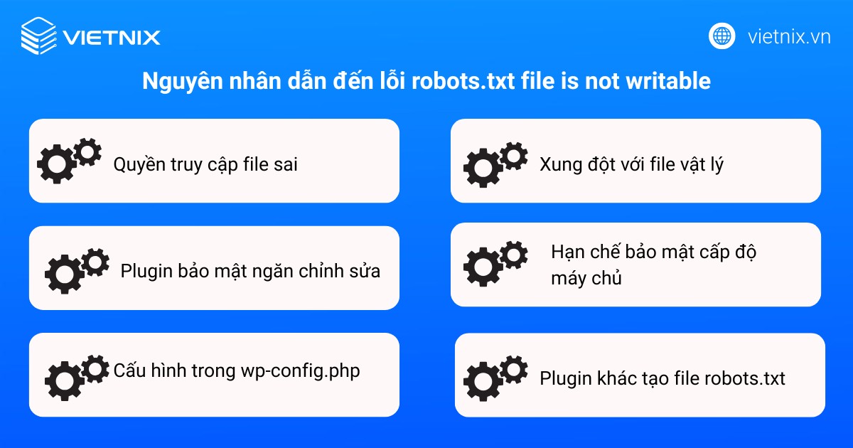 Nguyên nhân dẫn đến lỗi robots.txt file is not writable