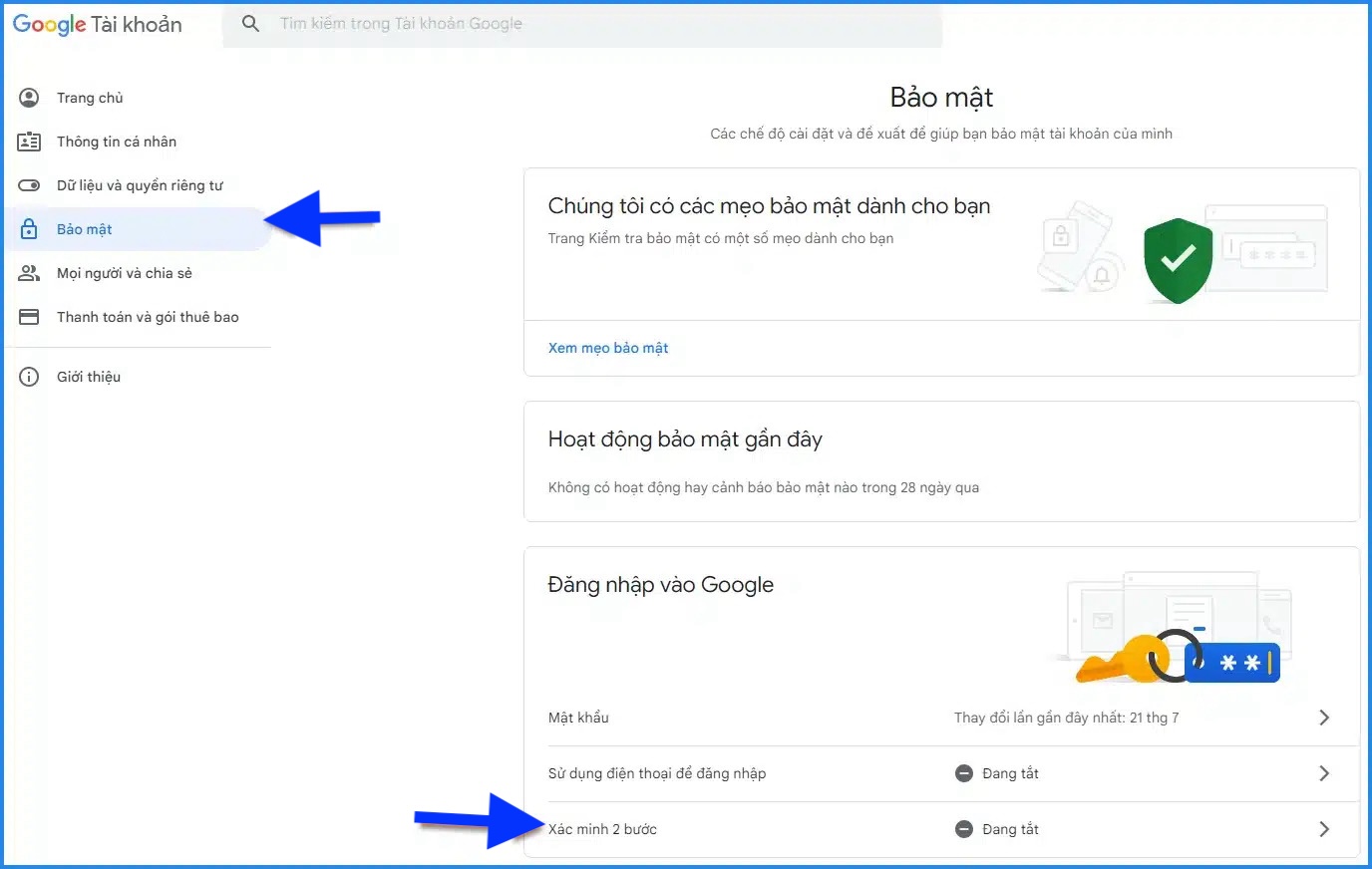 Chọn xác minh 2 bước