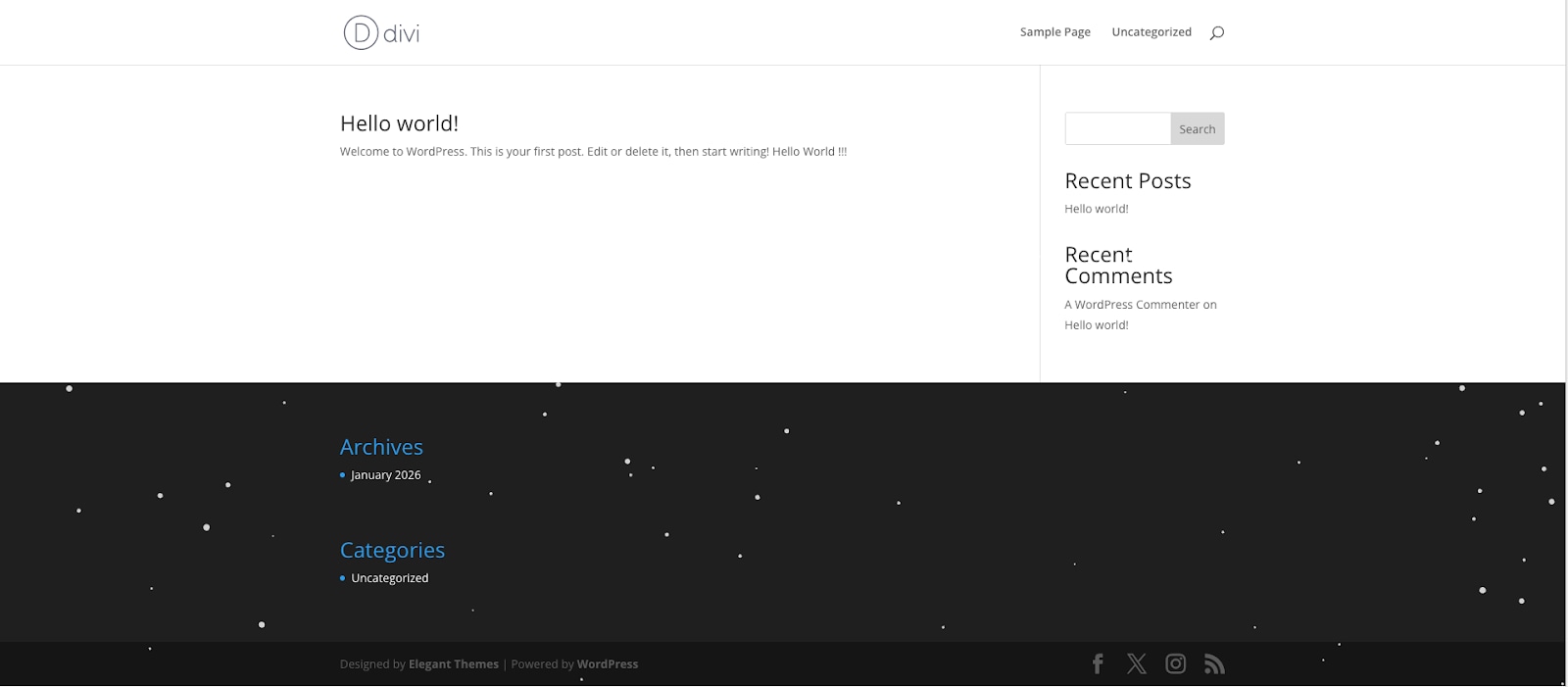 Kết quả hiển thị khi bạn thiết lập thành công hiệu ứng tuyết rơi