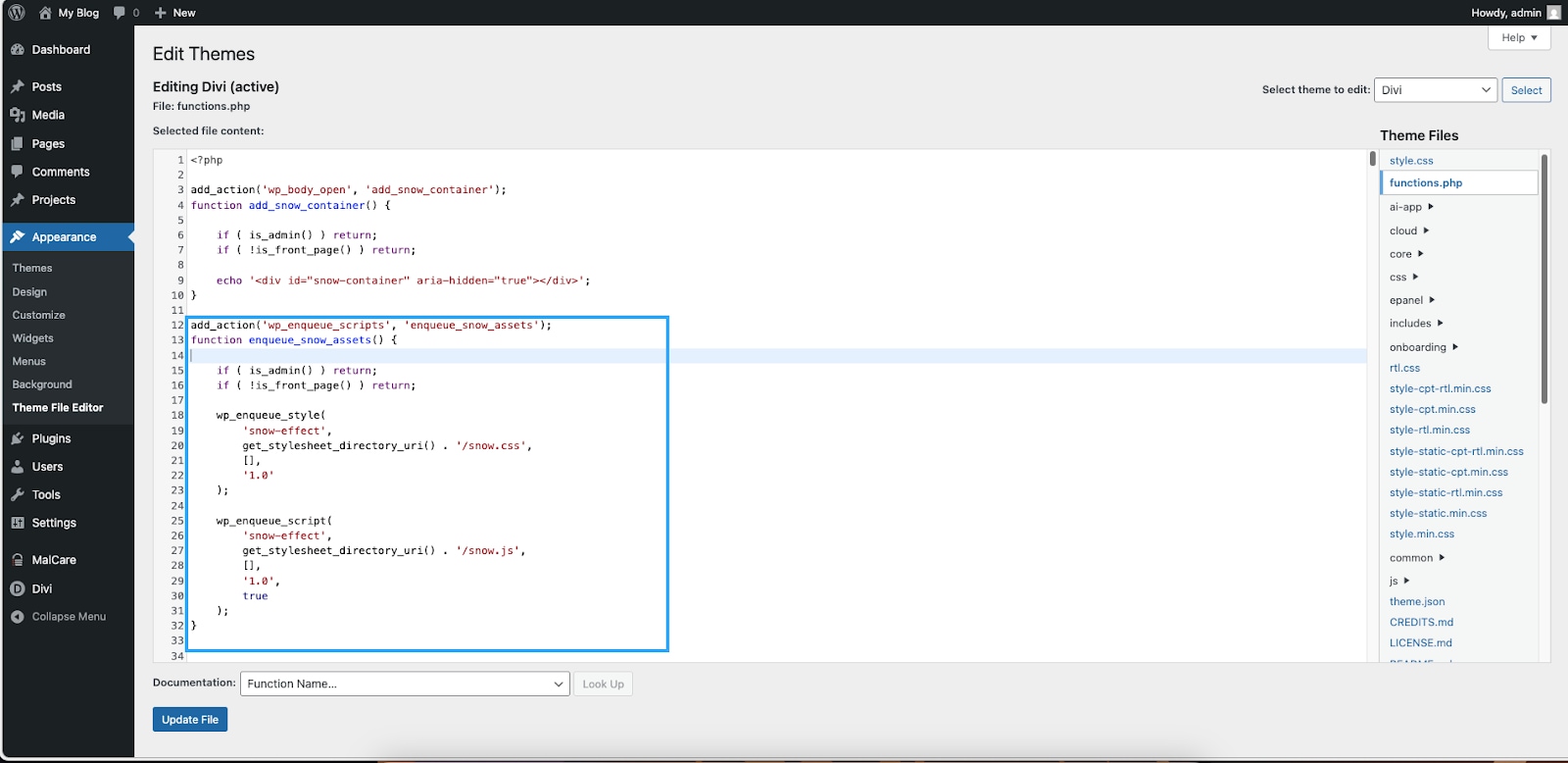 Code mẫu thực hiện nhúng vào WordPress