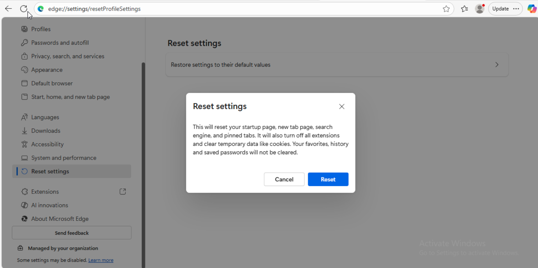 7 cách khắc phục lỗi The Requested URL was Rejected chi tiết 40 Chọn Reset Settings