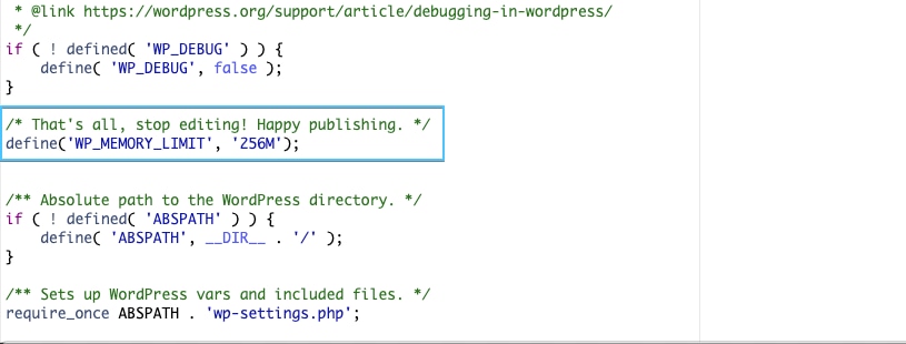 Bạn chèn đoạn code vào ngay phía trên dòng chữ "That’s all, stop editing! Happy publishing"