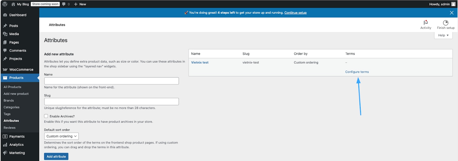 bạn bấm vào nút Cấu hình chủng loại (Configure terms) ở cột "Các điều kiện".