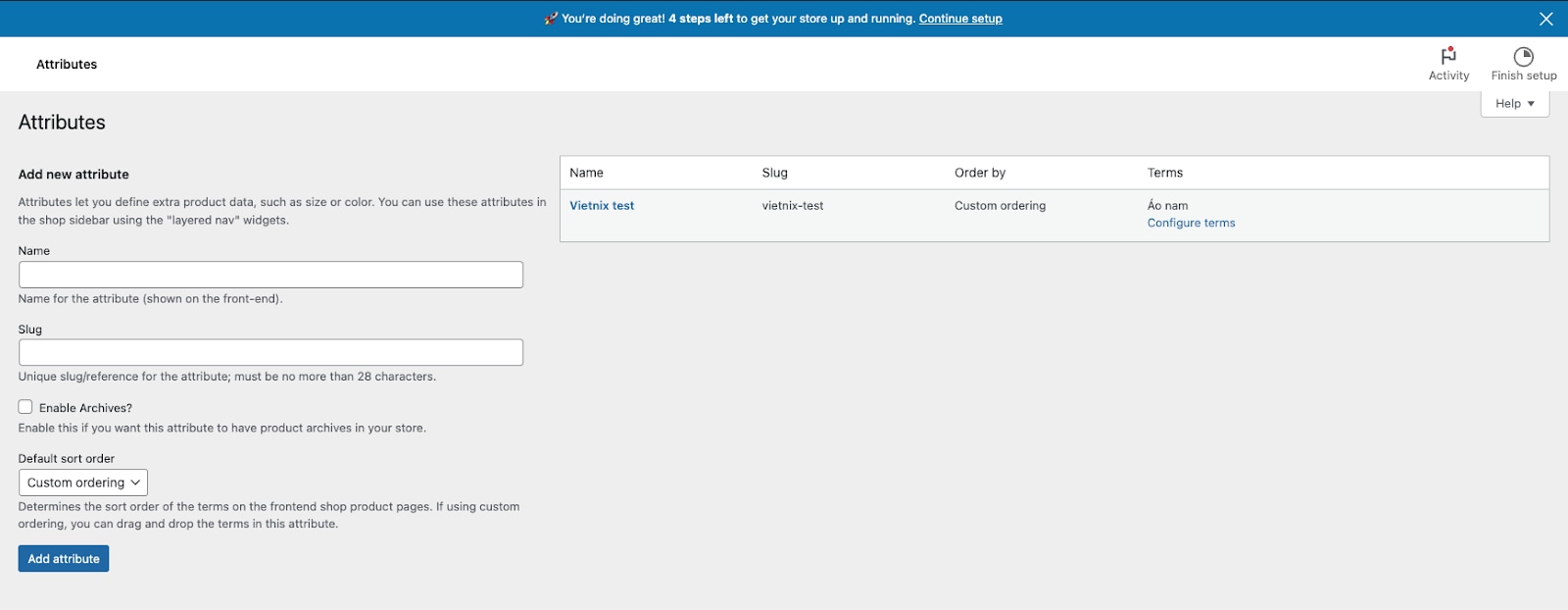 Bạn hãy thêm các giá trị cụ thể cho thuộc tính đó