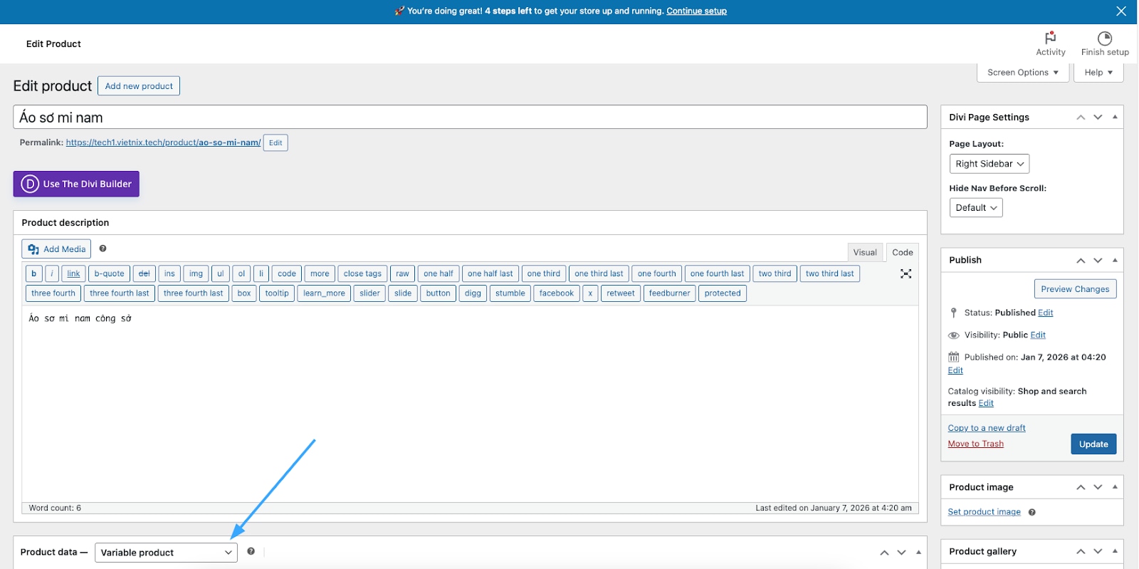 Bạn hãy đổi thành Variable product