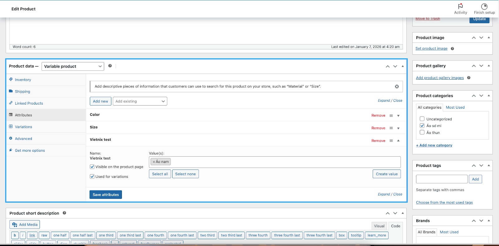 Cuối cùng, bạn bấm Save attributes.
