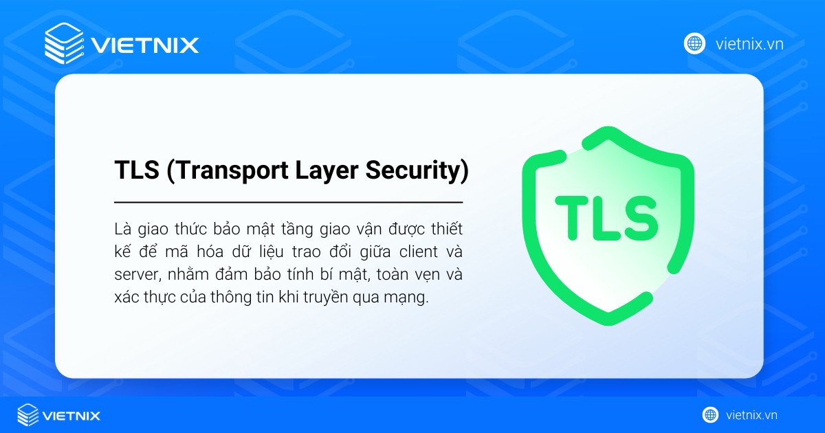 TLS là giao thức bảo mật tầng giao vận được thiết kế để mã hóa dữ liệu trao đổi giữa client và server