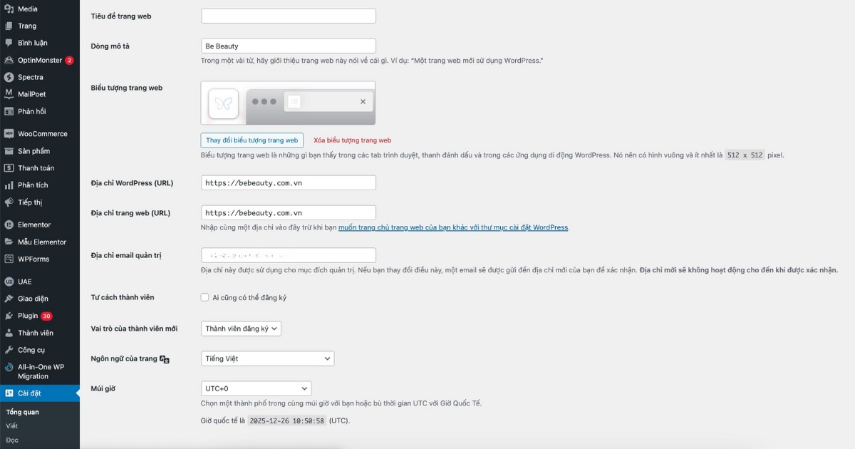 Kiểm tra và hiệu chỉnh lại địa chỉ URL của WordPress