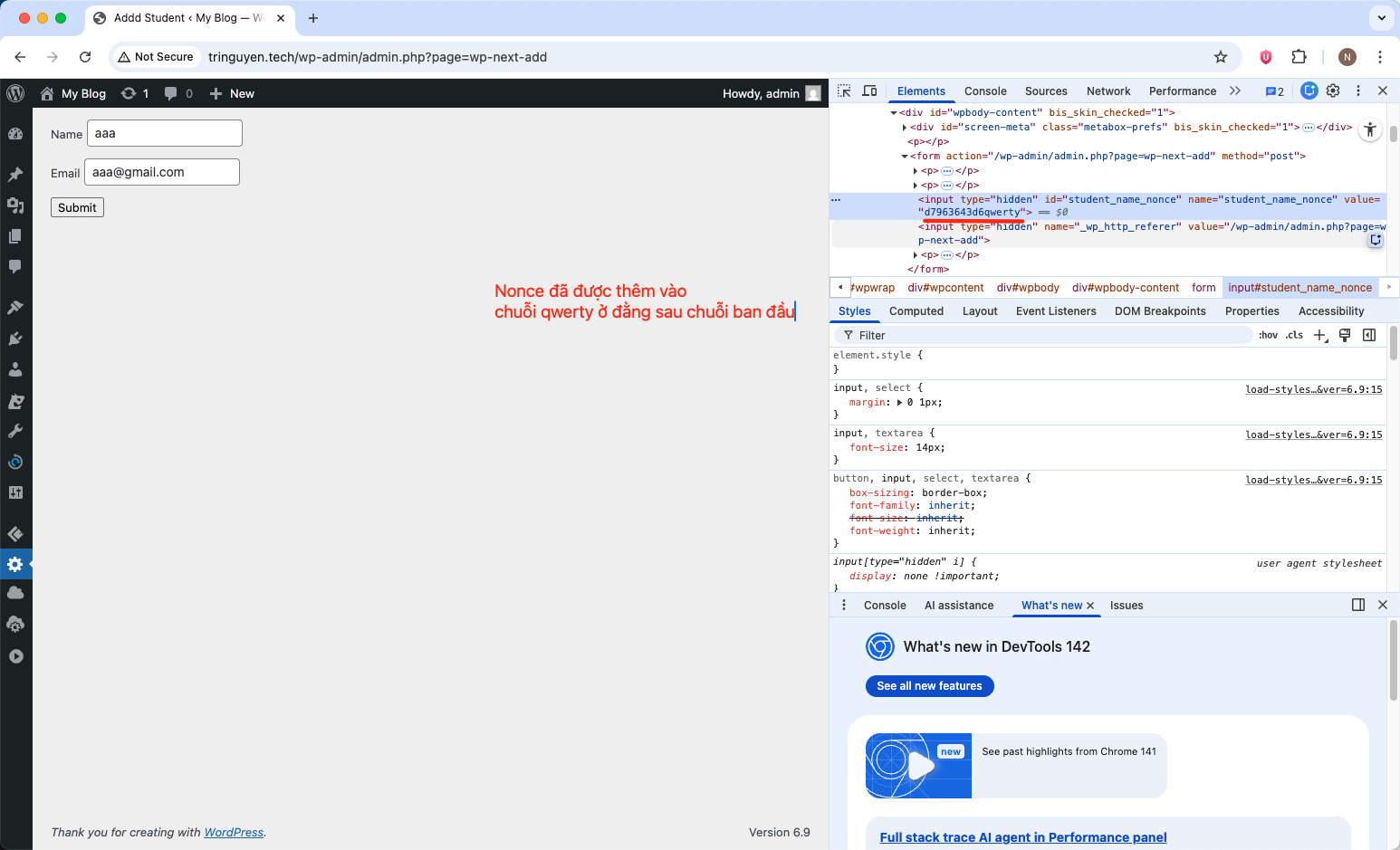 WordPress Nonce là gì? Hướng dẫn triển khai và sử dụng Nonce trong WordPress 32 Nonce được thêm vào chuỗi qwerty đằng sau chuỗi ban đầu