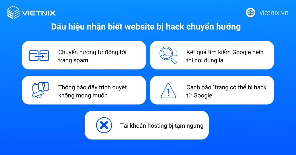 Dấu hiệu nhận biết website bị hack chuyển hướng