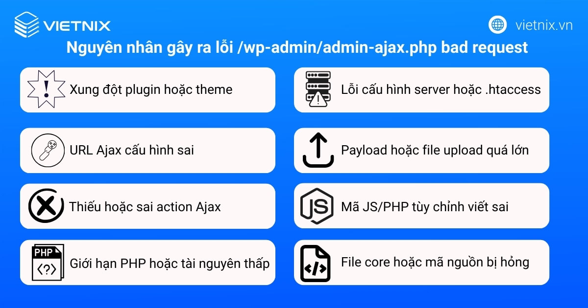 Các nguyên nhân gây ra lỗi /wp-admin/admin-ajax.php bad request