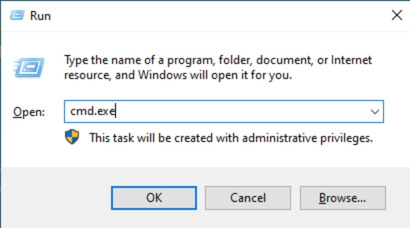 Bạn cần gõ cmd.exe vào ô nhập liệu