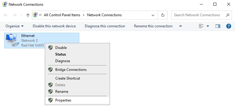 Bạn nhấp chuột phải vào kết nối đang dùng (Wi-Fi hoặc Ethernet), chọn Properties