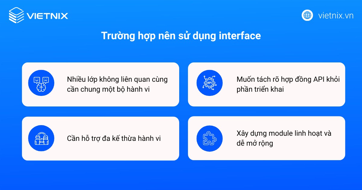 Abstract class là gì? So sánh abstract class và interface chi tiết 20 Trường hợp nên sử dụng interface