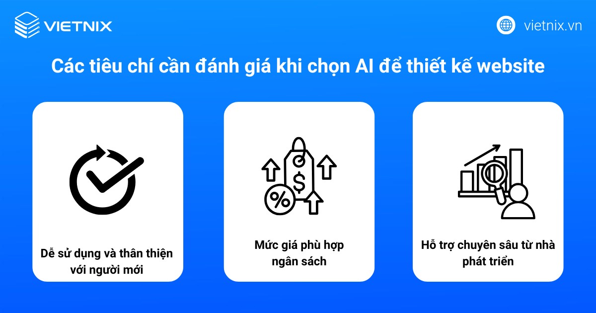 Các tiêu chí cần đánh giá khi chọn AI để thiết kế website