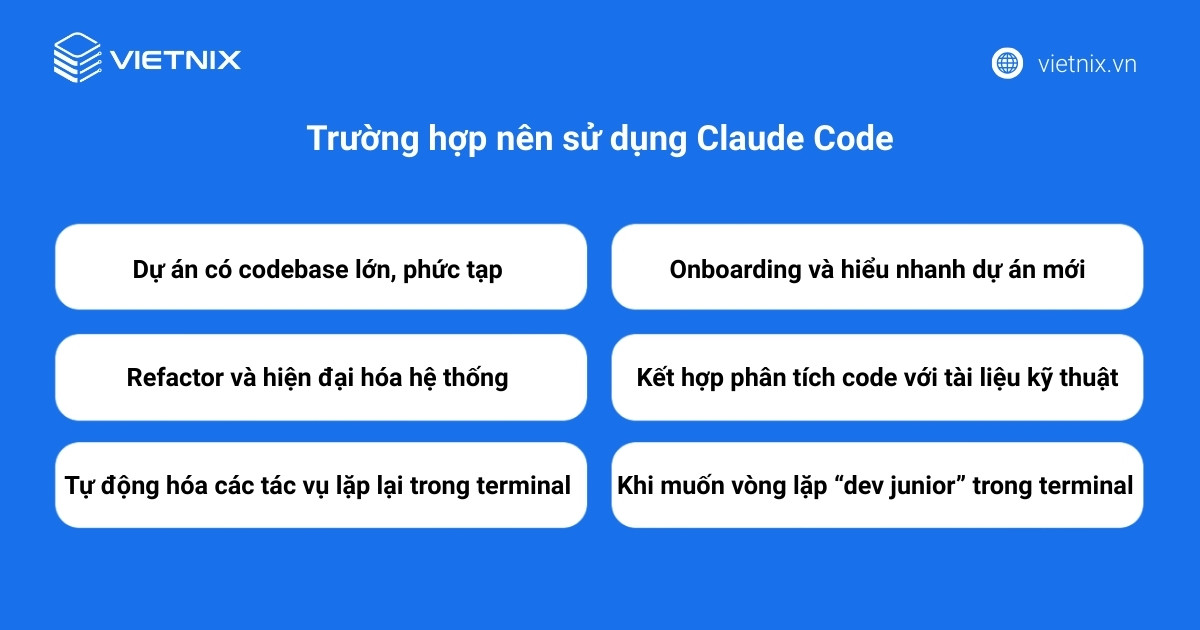 Claude Code phù hợp nhất khi bạn cần một agent làm việc trực tiếp trên codebase với bối cảnh lớn