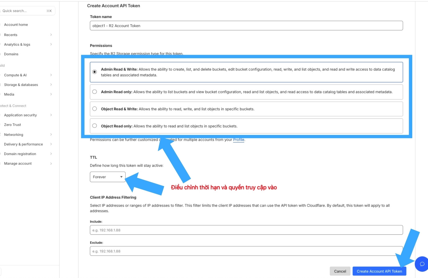 Bạn cần điều chỉnh thời hạn và quyền truy cập vào