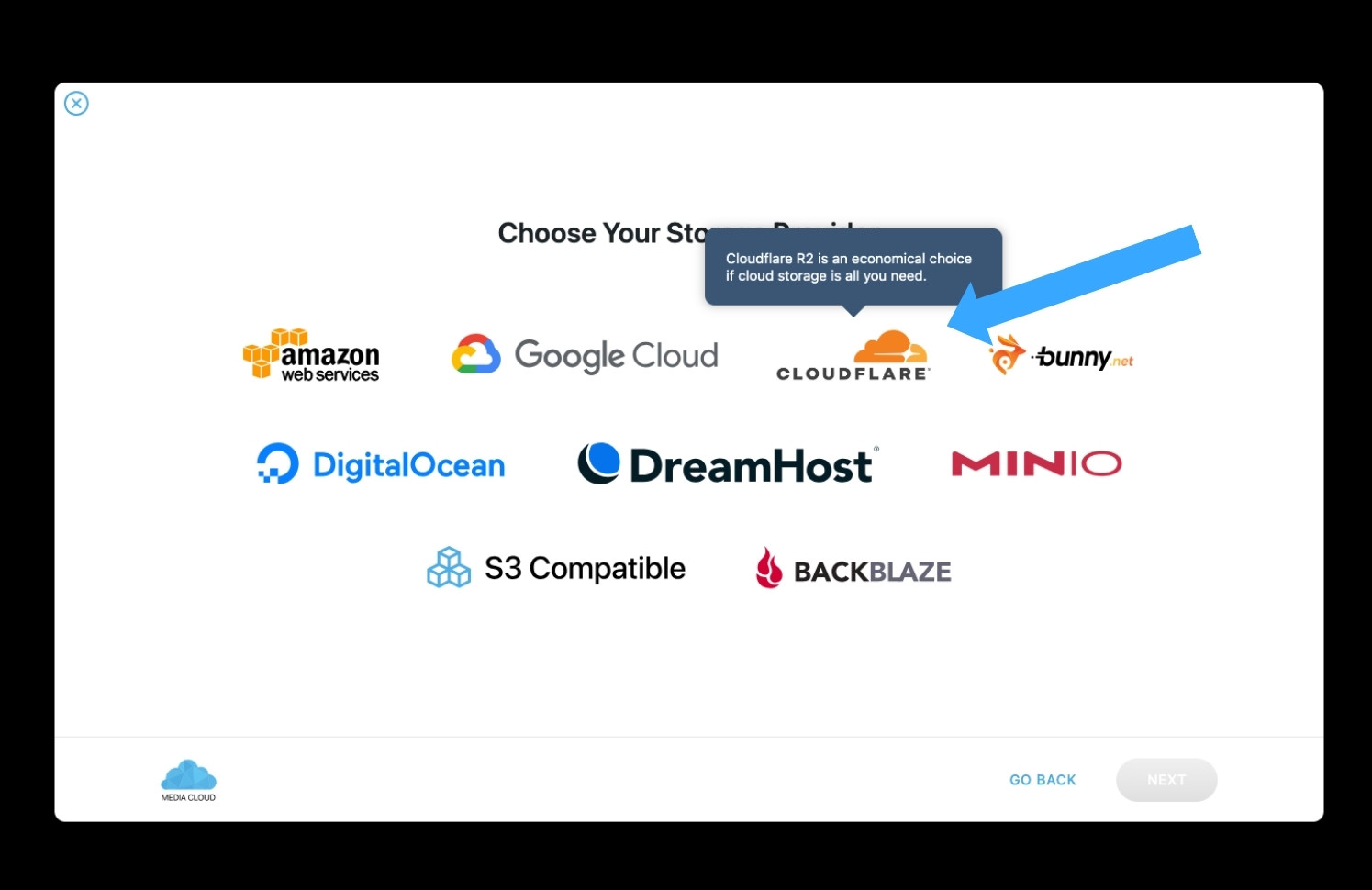Bạn chọn vào logo Cloudflare