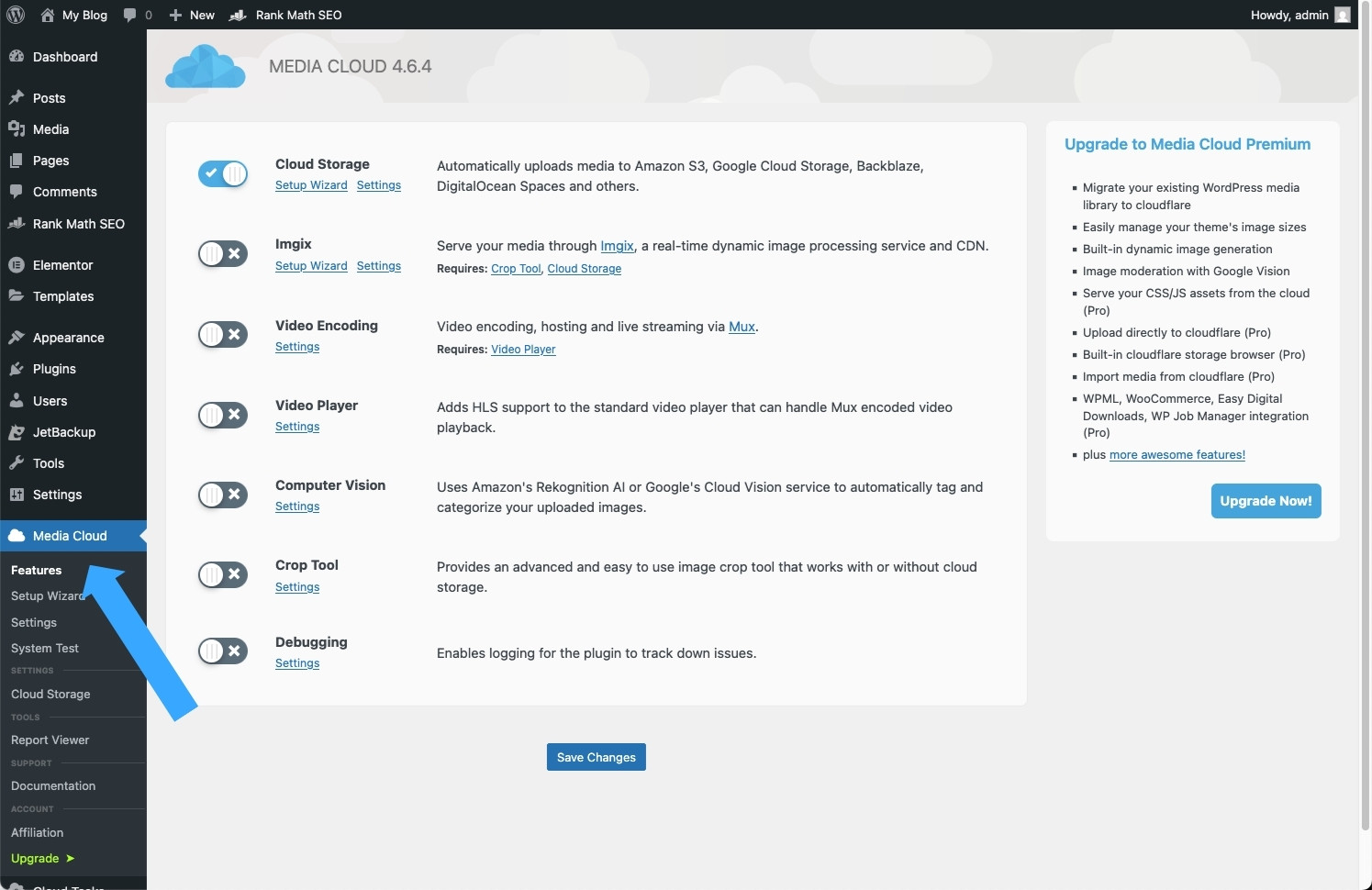 Chọn vào Media Cloud