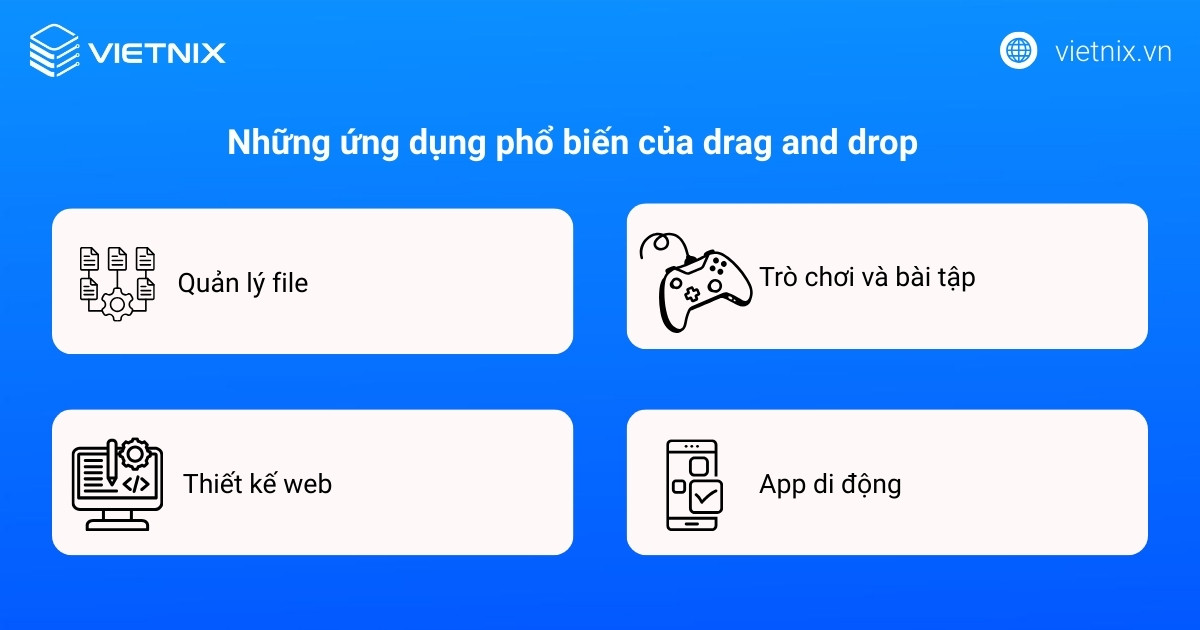 Những ứng dụng phổ biến của drag and drop